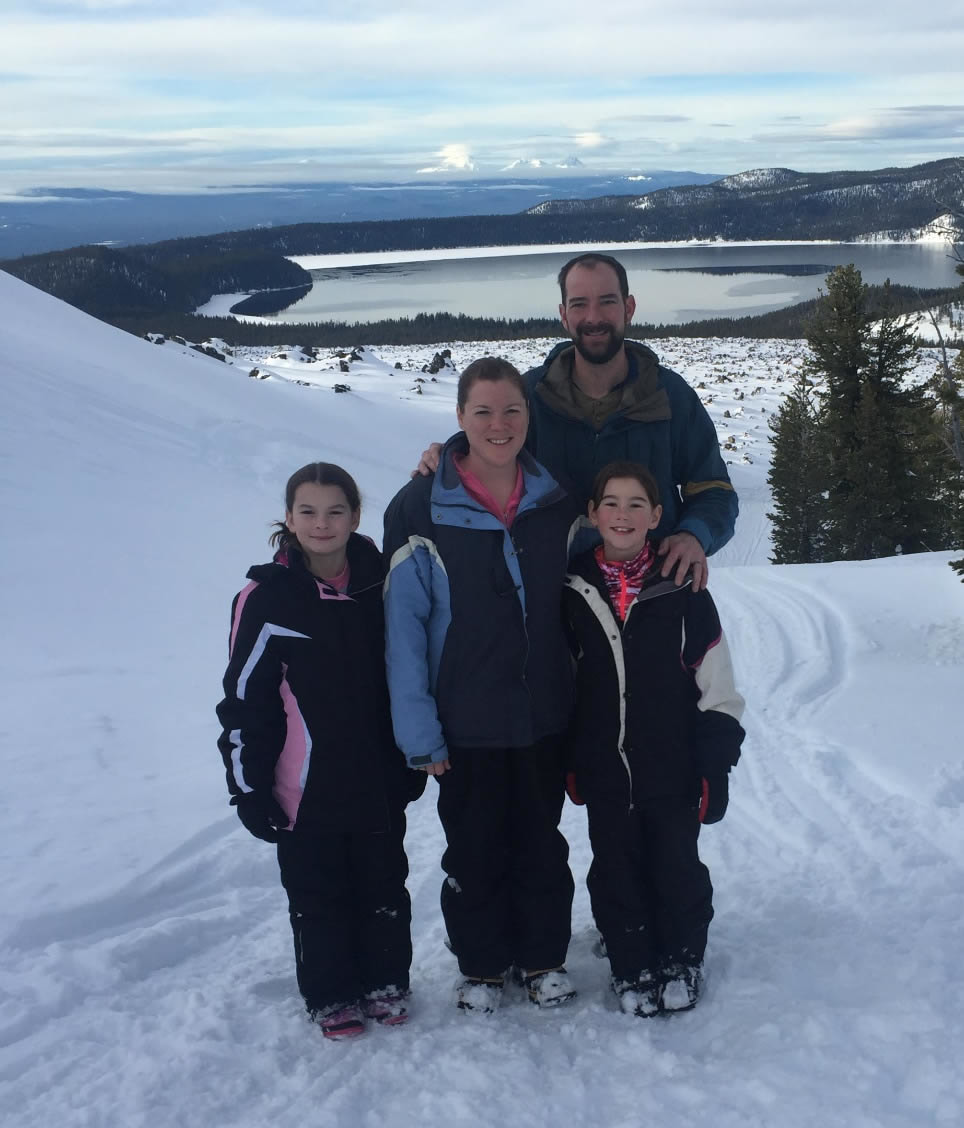 Mike with his bride Lisa and two girls on a family trip to central Oregon.