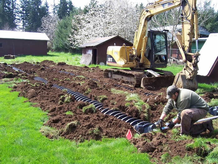 A typical residential septic system being installed in Clark County, WA
